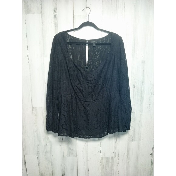 Torrid 2X Black Lace Peplum Top - Picture 1 of 7